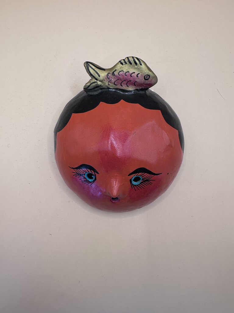 MEXICO FOLK ART COCONUT HAND PAINTED FACE