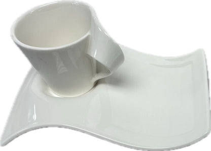 VILLEROY AND BOCH NEW WAVE CAFFE SET OF 2 CUPS AND SAUCERS