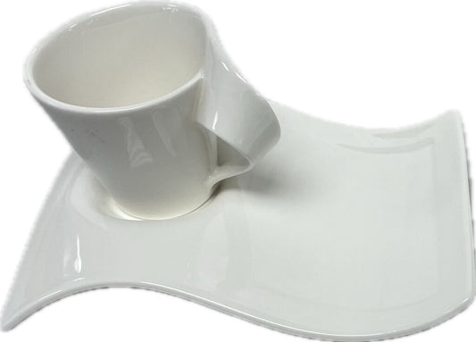 VILLEROY AND BOCH NEW WAVE CAFFE SET OF 2 CUPS AND SAUCERS