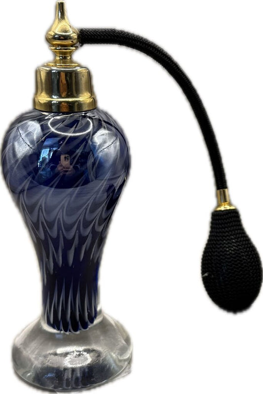 VINTAGE COLBALT BLUE AND WHITE GLASS PERFUME BOTTLE