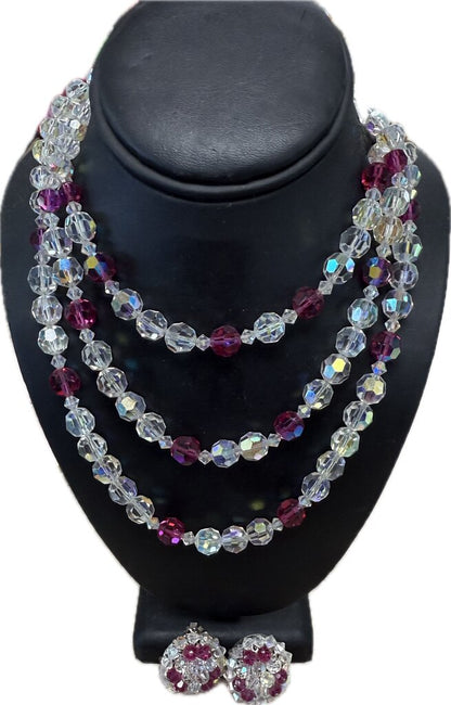 VINTAGE HOBE NECKLACE AND CLIP ON EARRING SET