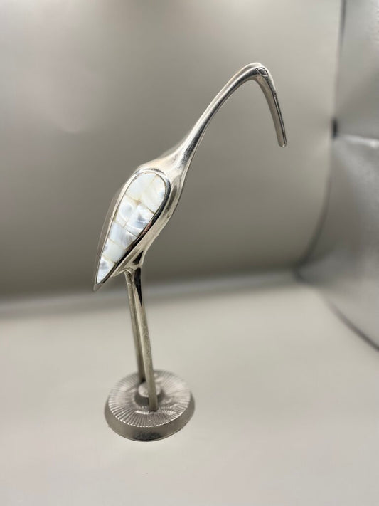CHROME AND MOTHER OR PEARL BIRD FIGURE