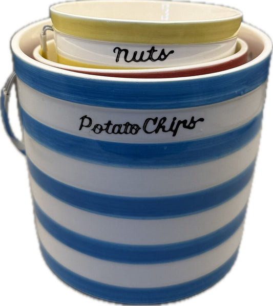 VINTAGE PORCELAIN NUTS PRETZEL AND CHIPS BASKET SET OF 3