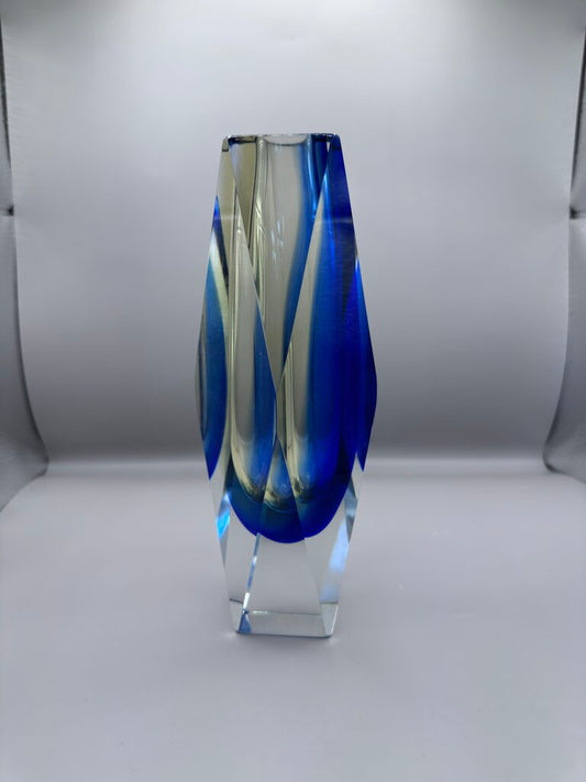 MURANO GLASS FACETED VASE