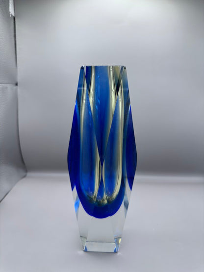 MURANO GLASS FACETED VASE