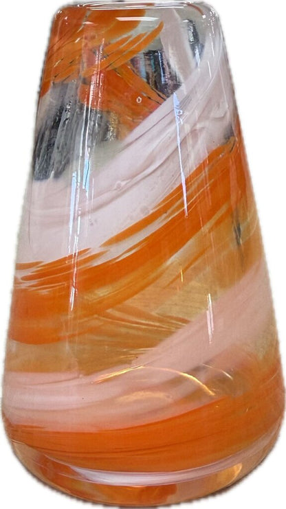 ORANGE AND WHITE SWIRL VASE