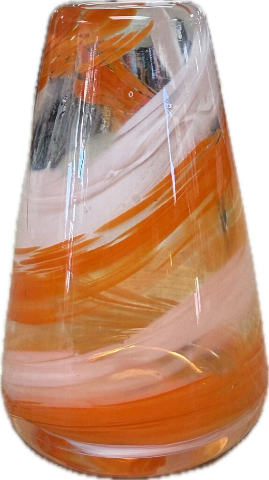 ORANGE AND WHITE SWIRL VASE
