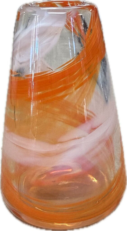 ORANGE AND WHITE SWIRL VASE