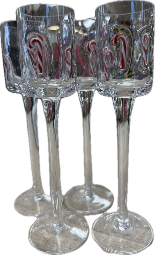 ARTLAND CANDY CANE CORDIAL GLASSES SET OF 4
