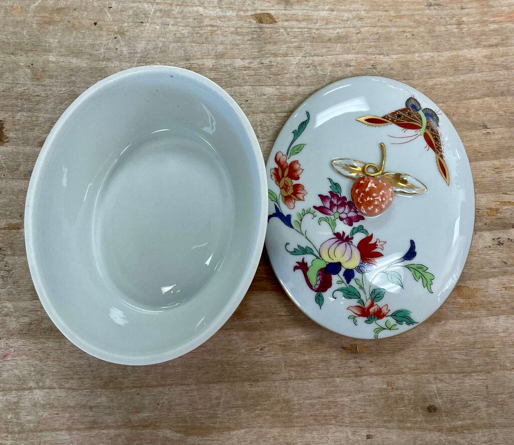PORTUGAL SMALL OVAL LIDDED BOWL 5.5"4.5"