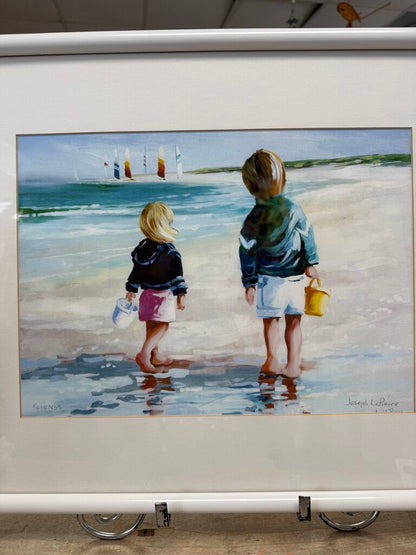 SIGNED JOSEPH LAPIERRE BEACH FRIENDS ART