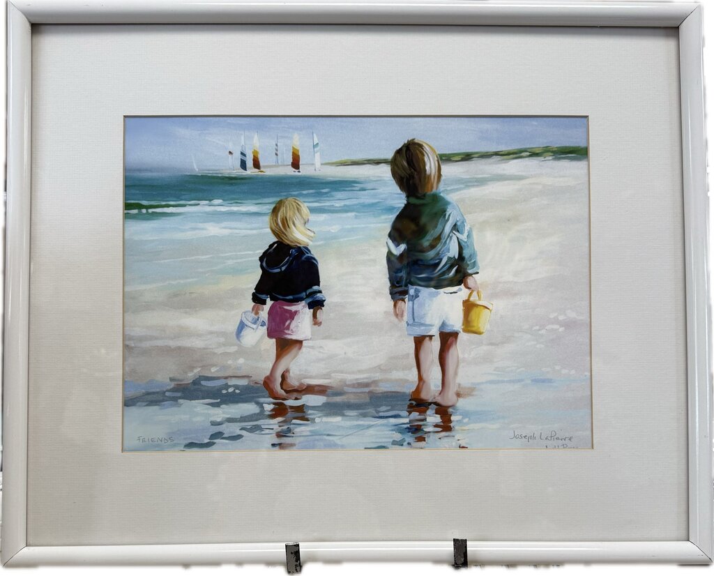 SIGNED JOSEPH LAPIERRE BEACH FRIENDS ART