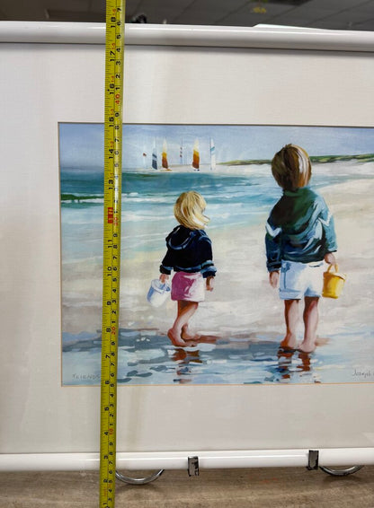 SIGNED JOSEPH LAPIERRE BEACH FRIENDS ART
