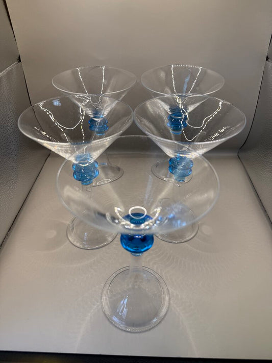 TRUMPET STEM BOMBAY SAPPHIRE MARTINI GLASSES SET OF 5