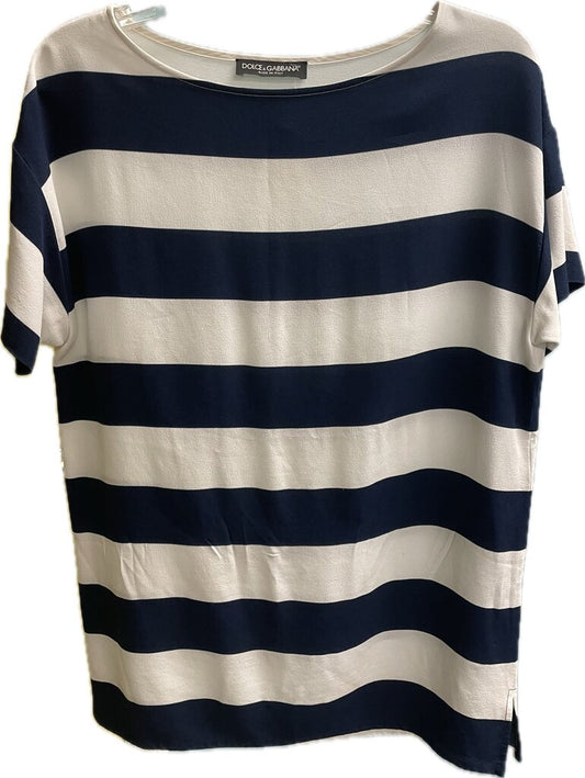 DOLCE AND GABBANA NAVY AND WHITE STRIPED TOP