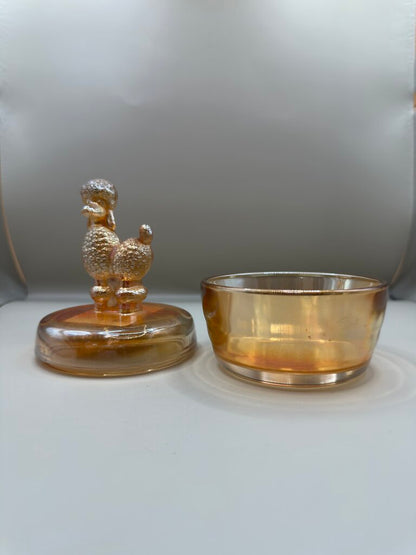 VINTAGE 1920S CARNIVAL GLASS PODDLE TRINKET BOX