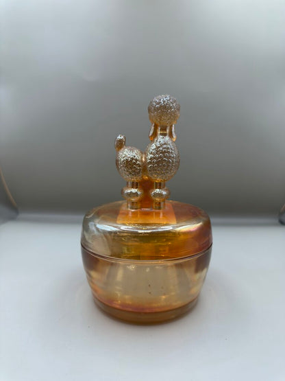 VINTAGE 1920S CARNIVAL GLASS PODDLE TRINKET BOX
