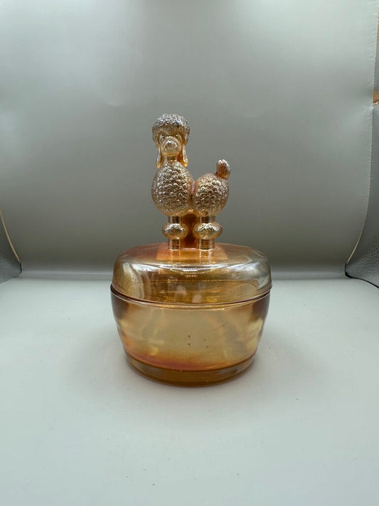 VINTAGE 1920S CARNIVAL GLASS PODDLE TRINKET BOX