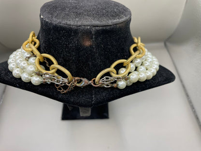 SUSAN SHAW PEARL CROSS MULTI STRAND NECKLACE