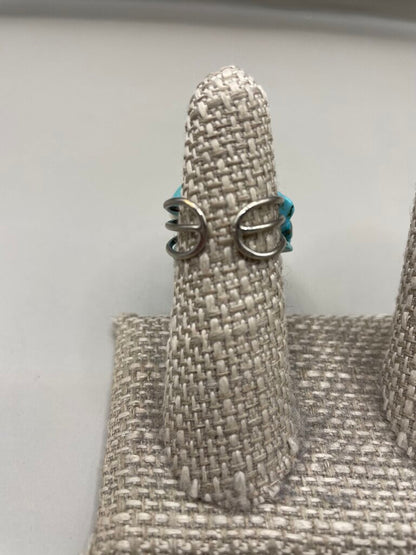 TURQUOISE AND PEARL SILVER RING
