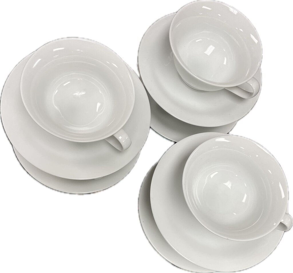 POTTERY BARN WHITE PORCELAIN COFFEE CUP SET OF 4