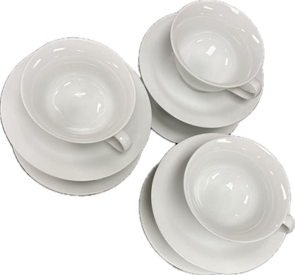 POTTERY BARN WHITE PORCELAIN COFFEE CUP SET OF 4