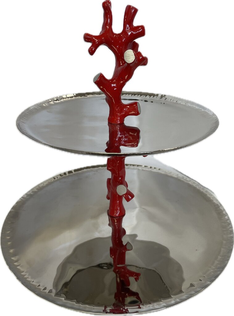 MICHAEL ARAM RED CORAL OCEAN REEF 2 TIER SERVING TRAY