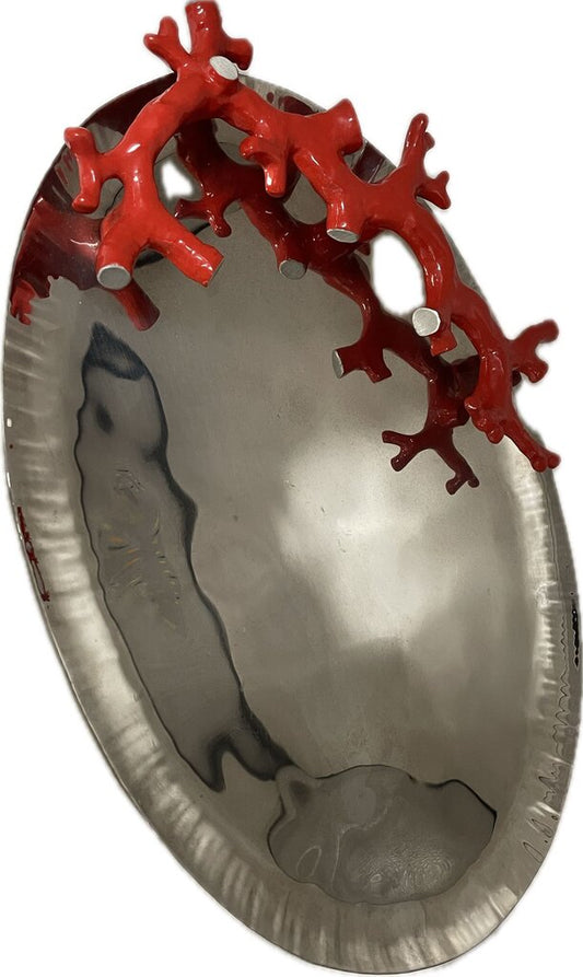 LARGE MICHAEL ARAM RED CORAL SERVING PLATTER