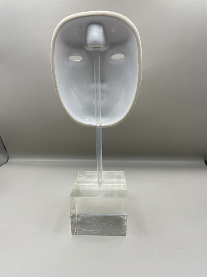VINTAGE WHITE PORCELAIN FACE SCULPTURE ON LUCITE BASE