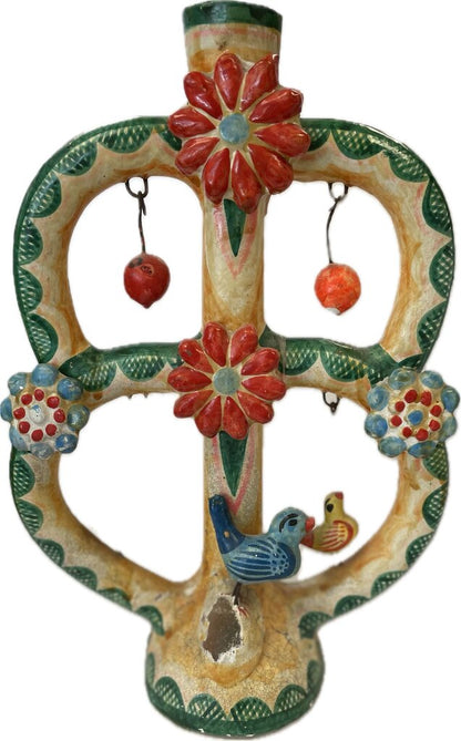 VINTAGE MEXICO POTTERY CANDLE HOLDER