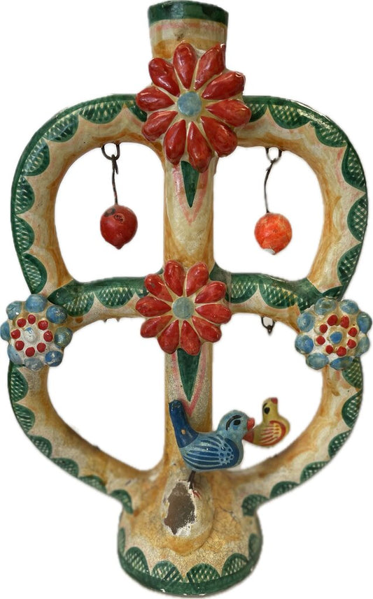 VINTAGE MEXICO POTTERY CANDLE HOLDER