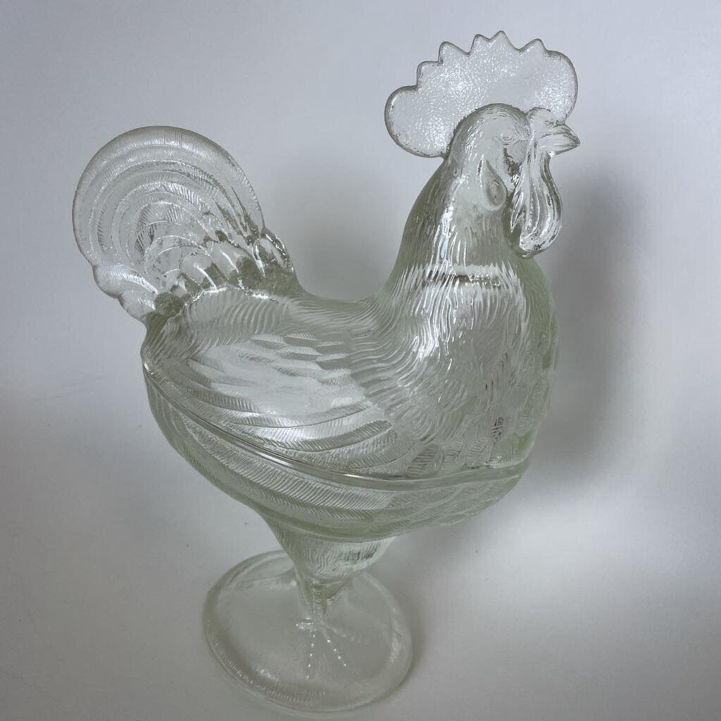 VINTAGE ROOSTER LIDDED CANDY DISH
