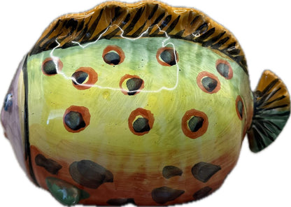 COLORFUL TERRA COTTA BLOWFISH POTTERY DECOR