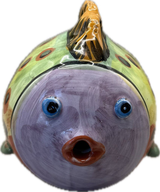 COLORFUL TERRA COTTA BLOWFISH POTTERY DECOR