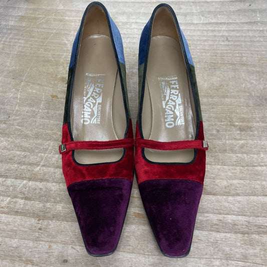 FERRAGAMO VELVET KITTEN HEELS