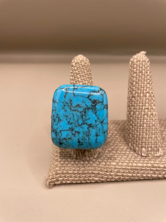 LARGE STERLING NATIVE AMERICAN TURQUOISE RING