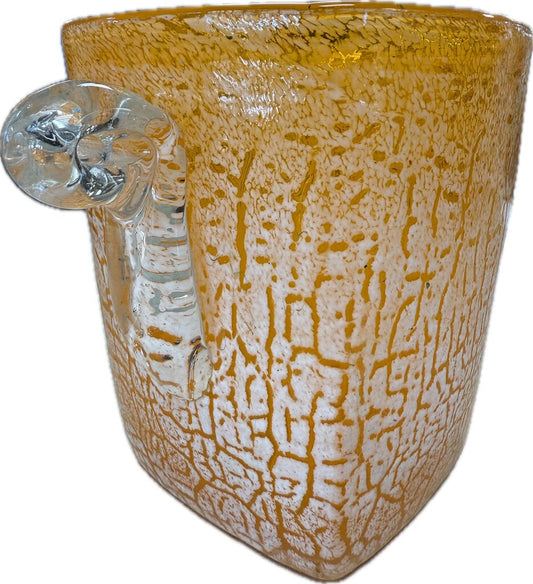 ORANGE GLASS ICE BUCKET OR VASE