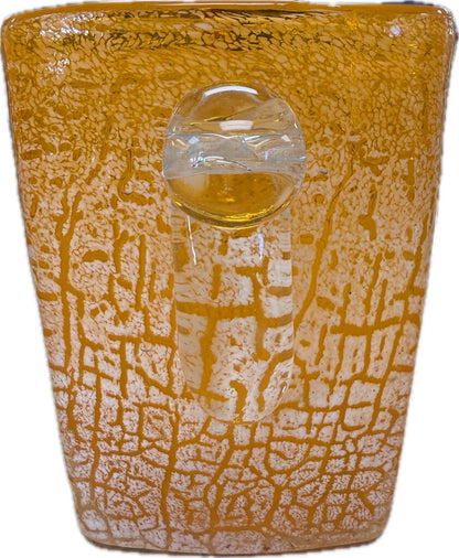 ORANGE GLASS ICE BUCKET OR VASE