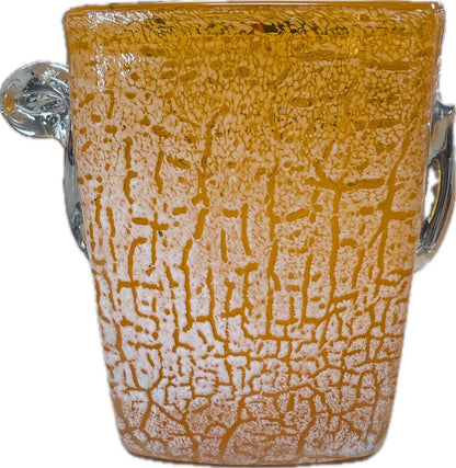 ORANGE GLASS ICE BUCKET OR VASE