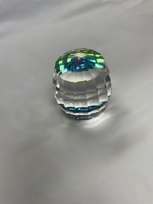 VINTAGE SWAROVSKI CRYSTAL MULTICOLOR BARREL PAPERWEIGHT