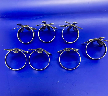 SILVER PLATED FORK KNIFE AND SPOON NAPKIN RINGS SET OF 7