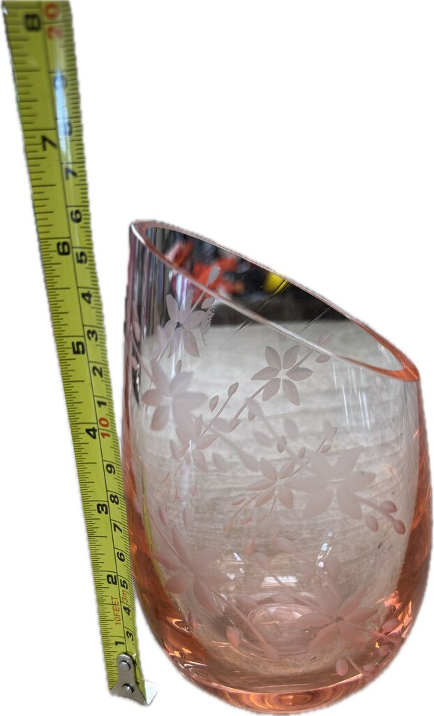 PINK CRANBERRY ETCHED VASE