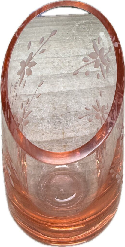 PINK CRANBERRY ETCHED VASE