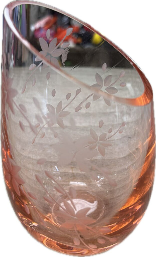 PINK CRANBERRY ETCHED VASE