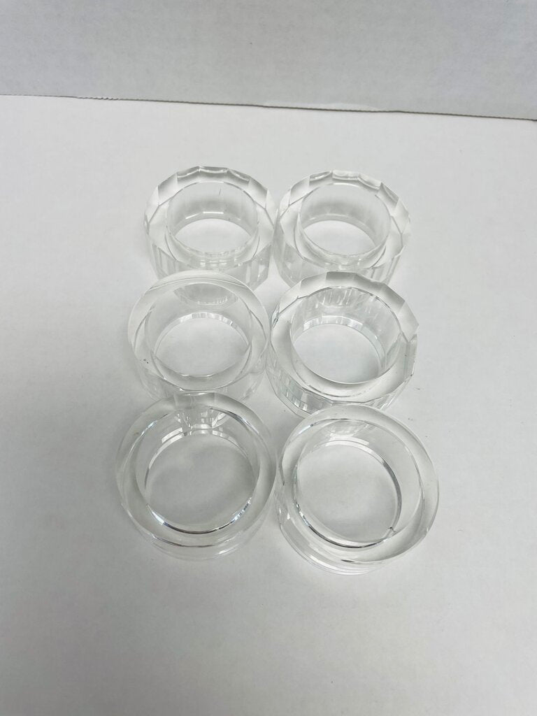 SIGNED CRYSTAL NAPKIN RINGS SET OF 6