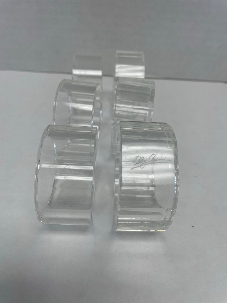 SIGNED CRYSTAL NAPKIN RINGS SET OF 6