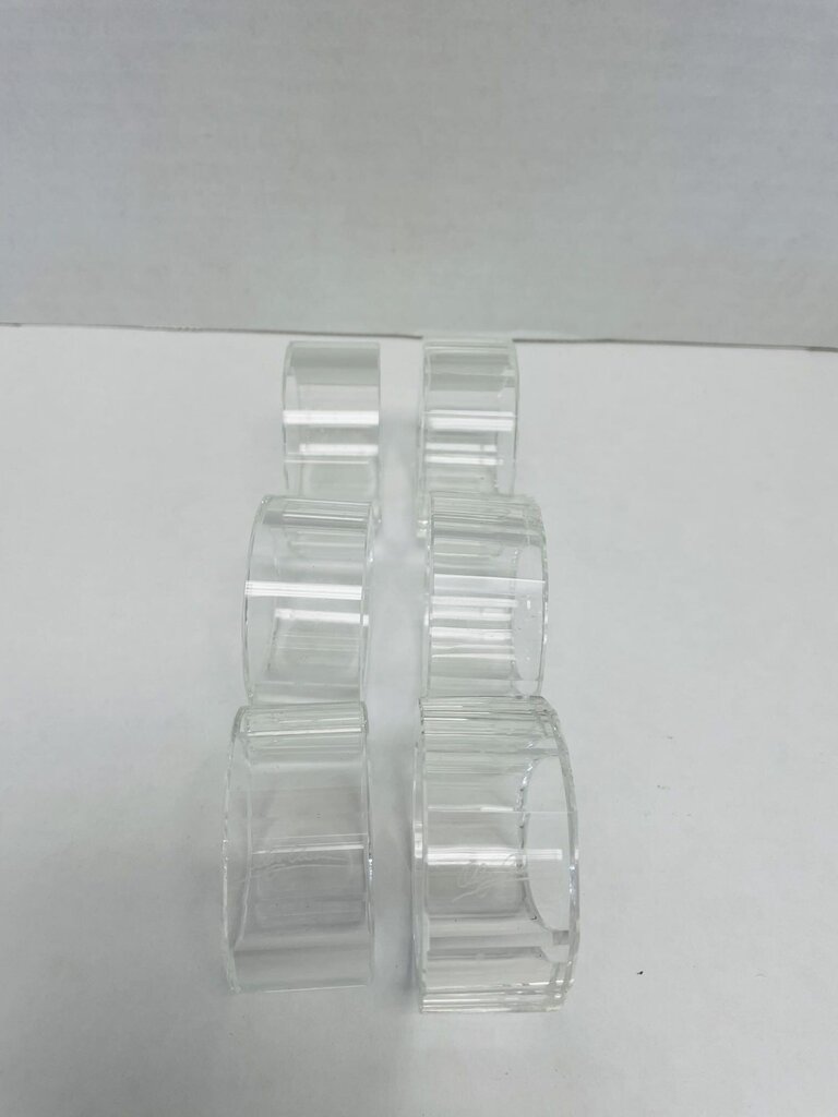 SIGNED CRYSTAL NAPKIN RINGS SET OF 6