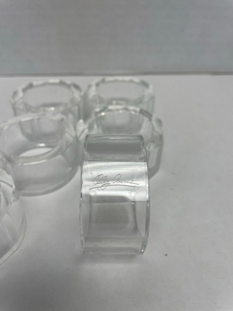SIGNED CRYSTAL NAPKIN RINGS SET OF 6