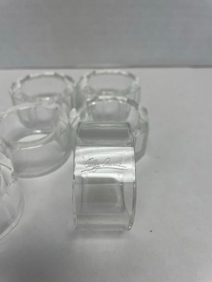 SIGNED CRYSTAL NAPKIN RINGS SET OF 6