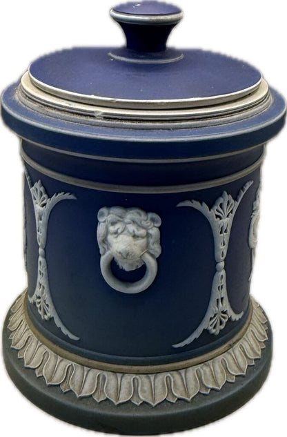 WEDGEWOOD BLUE JASPERWARE HUMIDOR TOBACCO JAR